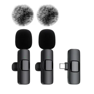 Compact wireless lavalier microphone for iPhone, Android, and laptops.